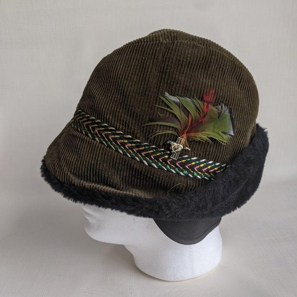 Corduroy & Faux Fur Winter Hat/Cap Head Hugger - Picture 11 of 11